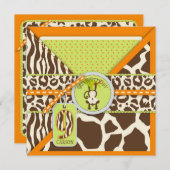 Jungle-Affe Nineth Birthday Einladung Orange (Vorne/Hinten)