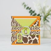 Jungle-Affe Nineth Birthday Einladung Orange (Stehend Vorderseite)