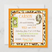 Jungle-Affe Nineth Birthday Einladung Orange (Rückseite)
