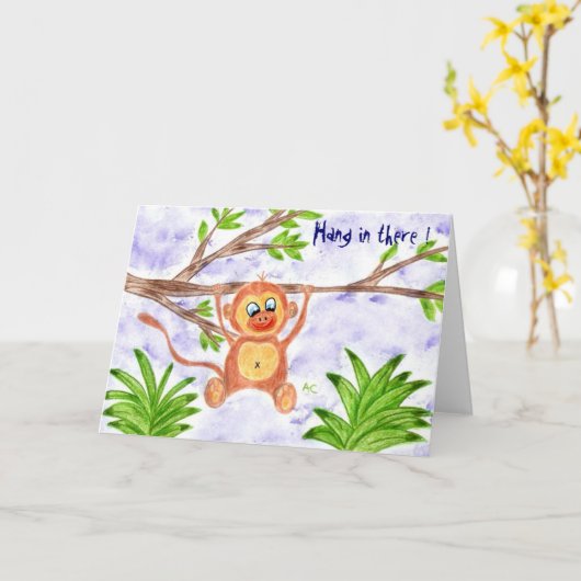 Jungle-Affen-Ermutigungskarte Karte (Gelbe Blume)