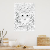 Jungle-Affen-Farbposter Poster (Küche)