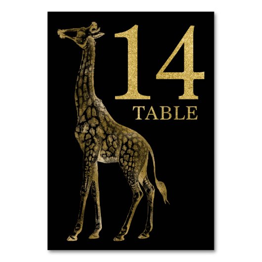 Jungle African Animal Giraffe Tischnummer Card 14 (Vorderseite)