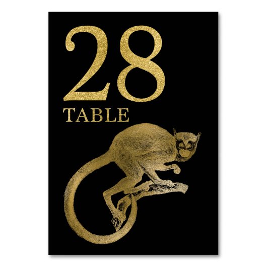Jungle African Animal Monkey Tischnummer Card 28 (Vorderseite)