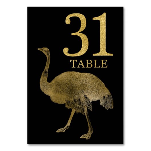 Jungle African Animal Ostrich Tischnummer Card 31 (Vorderseite)