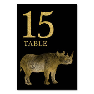 Jungle African Animal Rhino Tischnummer Card 15