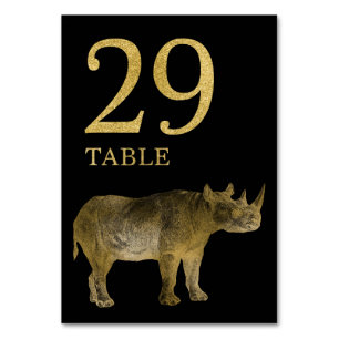 Jungle African Animal Rhino Tischnummer Card 29