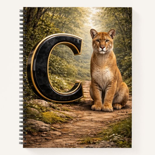 Jungle Alphabet Letter C Cougar Education Notebook Notizblock (Vorderseite)
