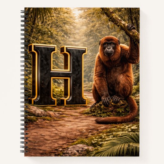 Jungle Alphabet Letter H Howler Monkey Educational Notizblock (Vorderseite)