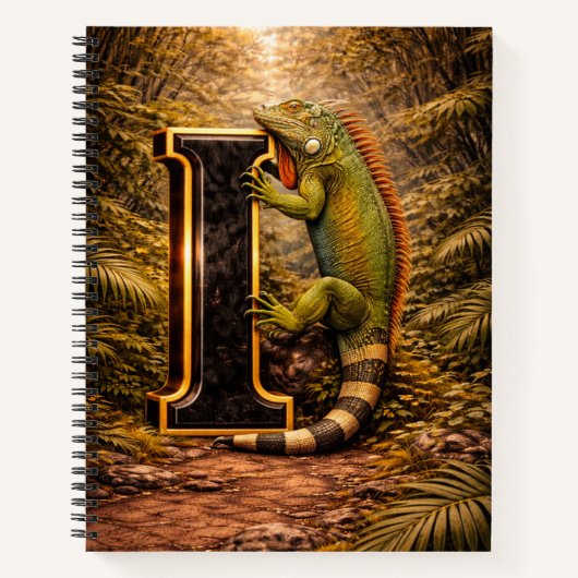 Jungle Alphabet Letter I Iguana Gold Educational  Notizblock (Vorderseite)