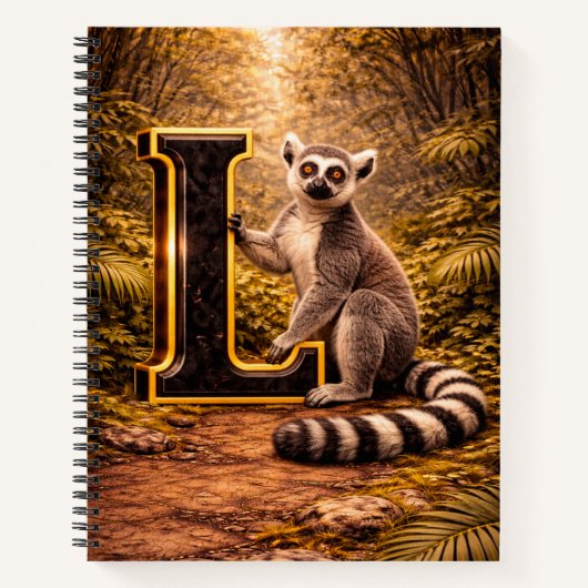 Jungle Alphabet Letter L Lemur Gold Educational Notizblock (Vorderseite)