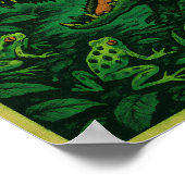 Jungle Ambush - Jaguar vs Alligator Retro Comic Poster (Ecke)