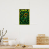Jungle Ambush - Jaguar vs Alligator Retro Comic Poster (Küche)