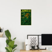Jungle Ambush - Jaguar vs Alligator Retro Comic Poster (Heimbüro)