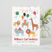 Jungle Animal 2. Geburtstag Einladung (Stehend Vorderseite)