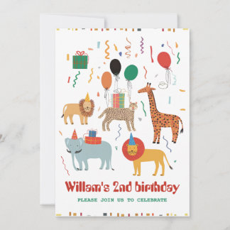 Jungle Animal 2. Geburtstag Einladung