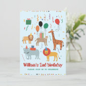 Jungle Animal 2. Geburtstag Einladung (Stehend Vorderseite)