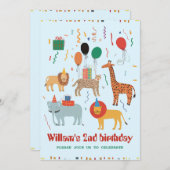 Jungle Animal 2. Geburtstag Einladung (Vorne/Hinten)