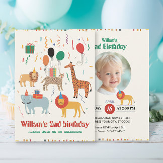 Jungle Animal 2. Geburtstag Einladung