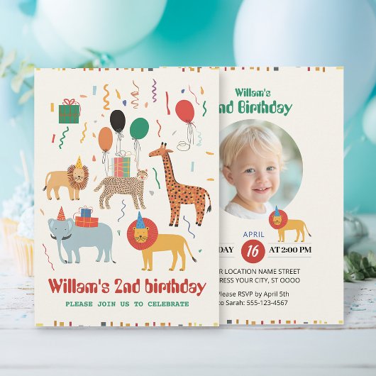 Jungle Animal 2. Geburtstag Einladung