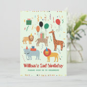 Jungle Animal 2. Geburtstag Einladung (Stehend Vorderseite)