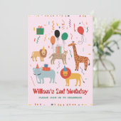 Jungle Animal 2. Geburtstag Einladung (Stehend Vorderseite)