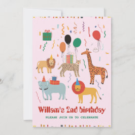 Jungle Animal 2. Geburtstag Einladung