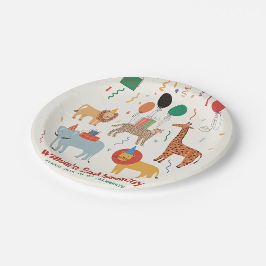 Jungle Animal 2. Geburtstag Pappteller (Schrägansicht)