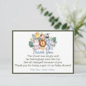 Jungle Animal Baby Dusche Party Danke Karte (Stehend Vorderseite)