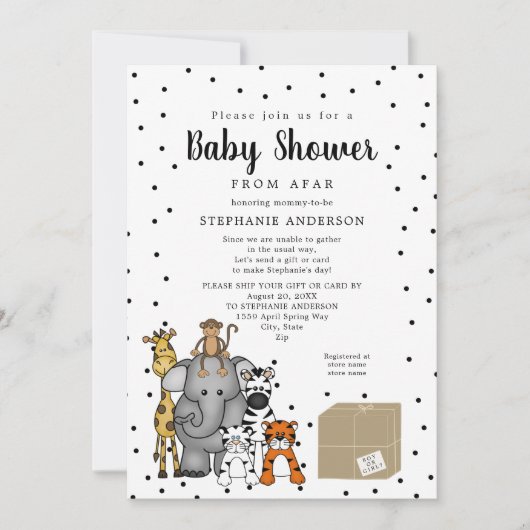 Jungle Animal Baby Shower aus der Ferne Einladung (Vorderseite)