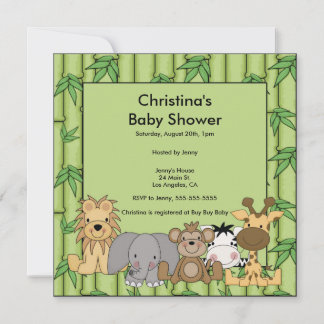 Jungle Animal Baby Shower Einladung