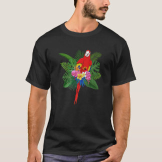 Jungle Animal Bird Blume Tropical Macaw Parrot T-Shirt