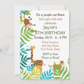 Jungle Animal Birthday Einladung (Vorderseite)