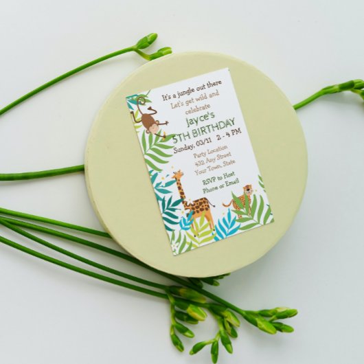 Jungle Animal Birthday Einladung