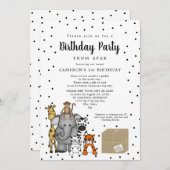 Jungle Animal Birthday Party aus der Ferne Einladung (Vorne/Hinten)