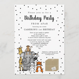 Jungle Animal Birthday Party aus der Ferne Einladung