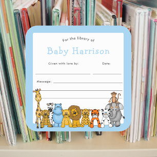 Jungle Animal Buchzeichen, Babybibliothek Quadratischer Aufkleber