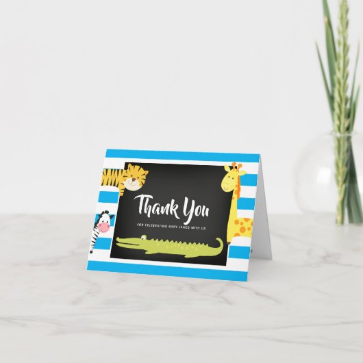 Jungle Animal Chalkboard Baby Dusche Vielen Dank Karte (Vorderseite)