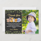 Jungle Animal Friends Zoo Party Geburtstag Foto Dankeskarte (Vorderseite)