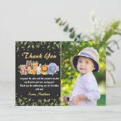 Jungle Animal Friends Zoo Party Geburtstag Foto Dankeskarte (Stehend Vorderseite)