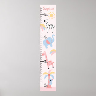 Jungle Animal Girl Growth Chart Behielt auf 8x44! Poster