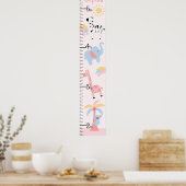 Jungle Animal Girl Growth Chart Behielt auf 8x44! Poster (Küche)
