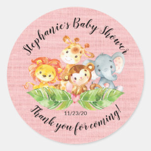 Jungle Animal Girls Baby Shooter Favor Sticker