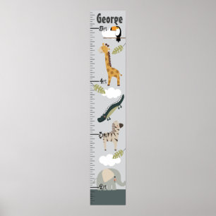Jungle Animal Growth Chart Ändern Sie nicht die Gr Poster