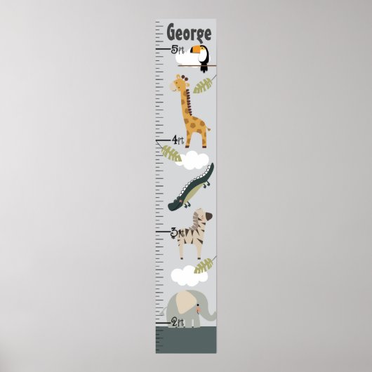 Jungle Animal Growth Chart Ändern Sie nicht die Gr Poster (Vorne)