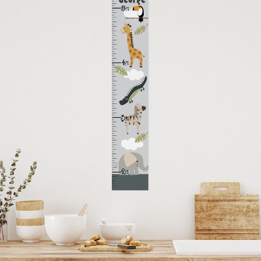 Jungle Animal Growth Chart Ändern Sie nicht die Gr Poster (Küche)