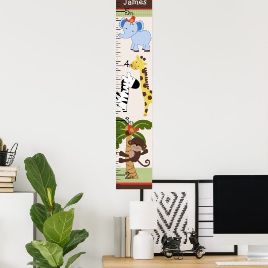 Jungle Animal Pals Growth Chart Behielt auf 8x44! Poster (Heimbüro)