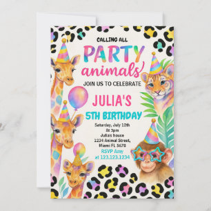 Jungle Animal Party für Kinder Einladung