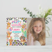 Jungle Animal Party für Kinder Einladung (Stehend Vorderseite)