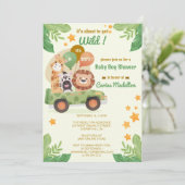 Jungle Animal Safari Baby Dusche Einladung (Stehend Vorderseite)