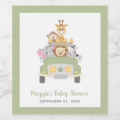 Jungle Animal Safari Baby Dusche Weinetikett (Einzelnes Label)